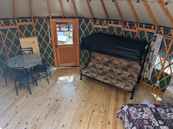 New Family Yurt Kitchen and Bathroom Areas